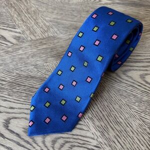 David Donahue Royal Blue Silk Geometric Square Necktie Handmade Italy USA NWT